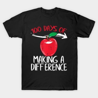 100 Days Of Difference Apple 100Th Day School Teacher T-Shirt